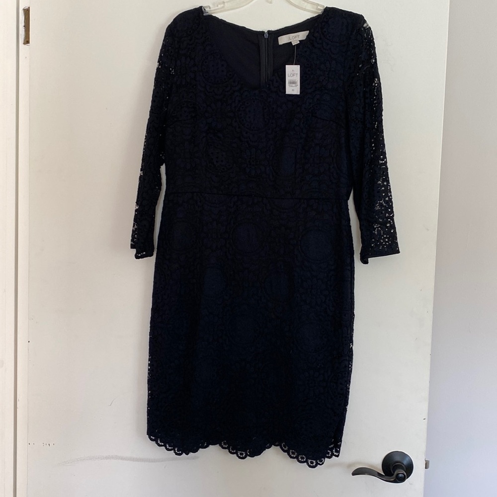 Loft Black lace dress NWT